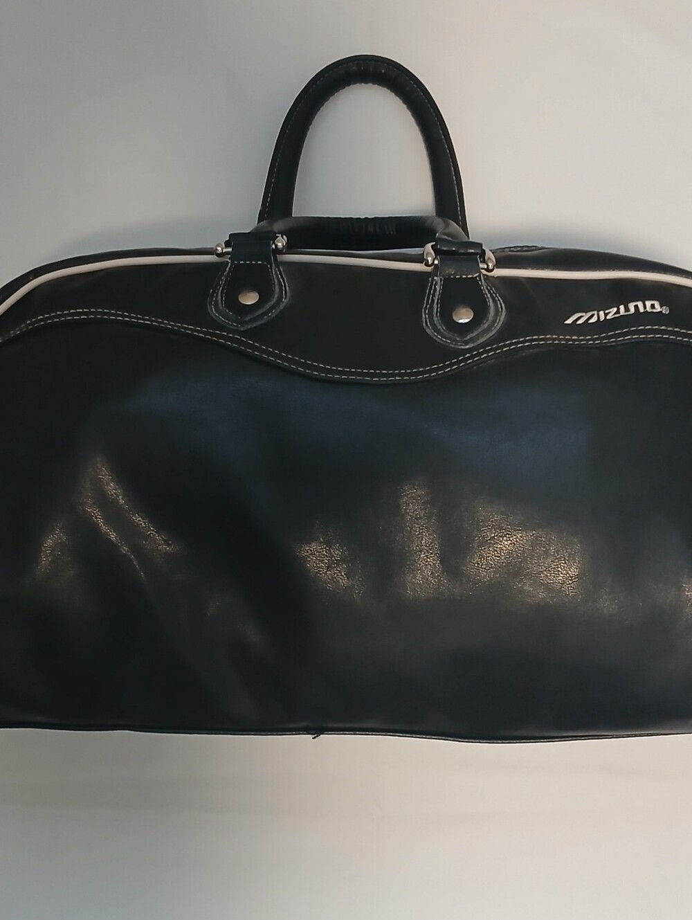 Vintage Mizuno Boston Duffel Bag Black Leather 80/90s Retro Japan Travel Bag